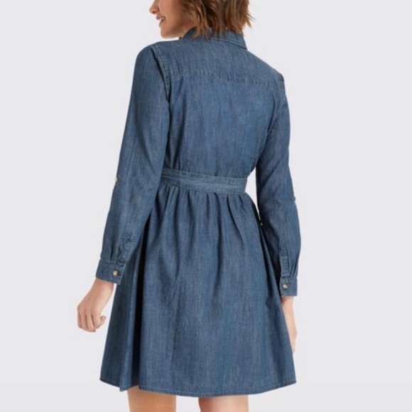 New Draper James Belted Chambray Shirtdress - Picture 6 of 9